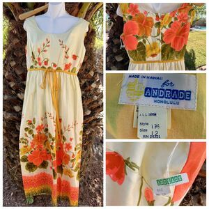 Andrade Honolulu Hawaiian Empire Waist Shift Dress Size 12 NOS with Original Tag